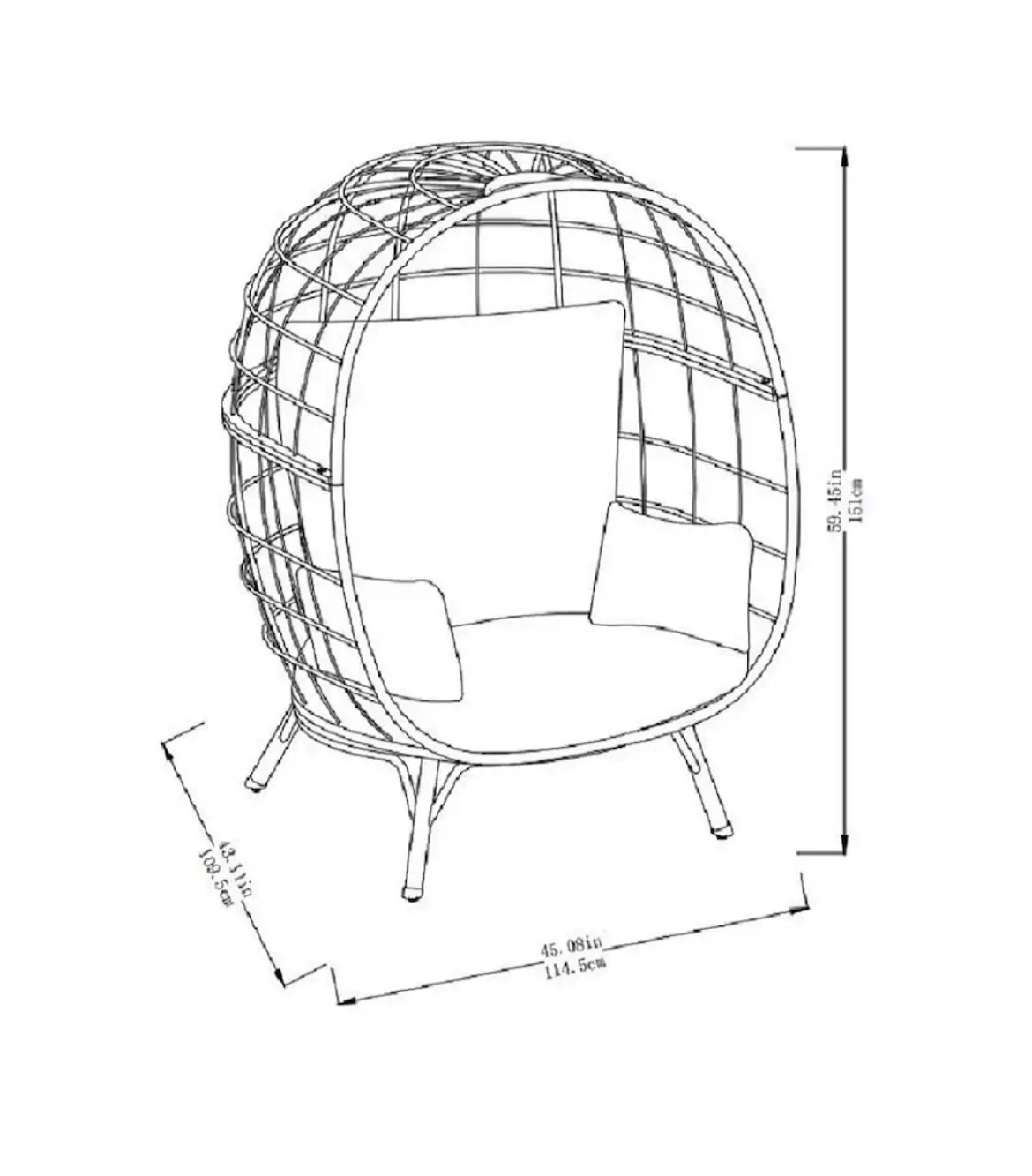 Large Wicker Egg Patio Chair - photo 2