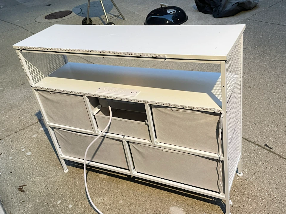 White Storage Console with Integrated Power Outlet - photo 5