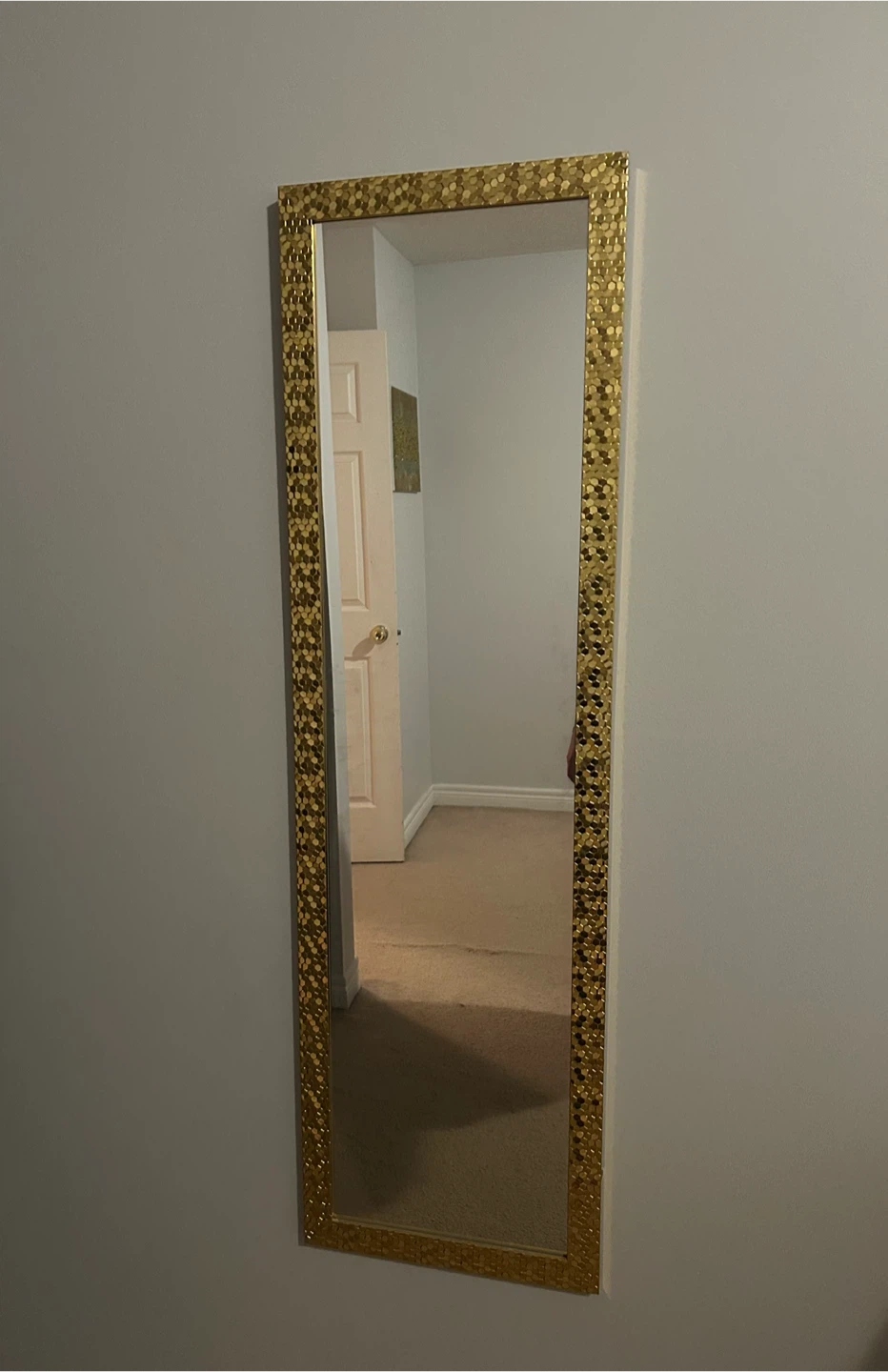 Gold Honeycomb Pattern Full-Length Mirror