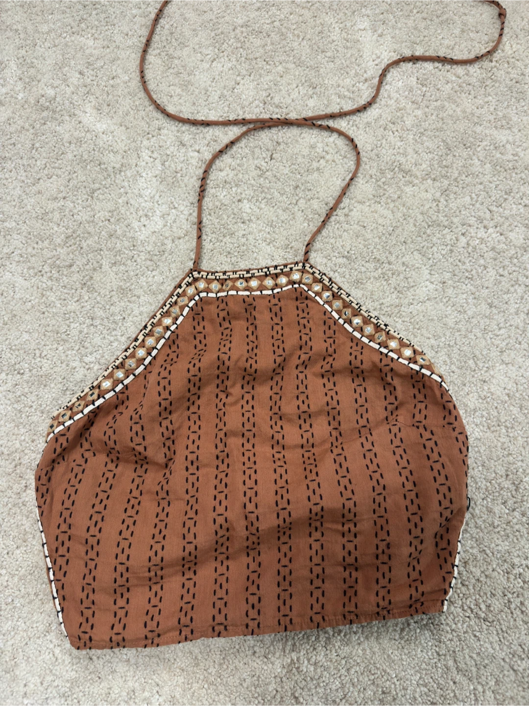New zara halter crop top with mirror detail
