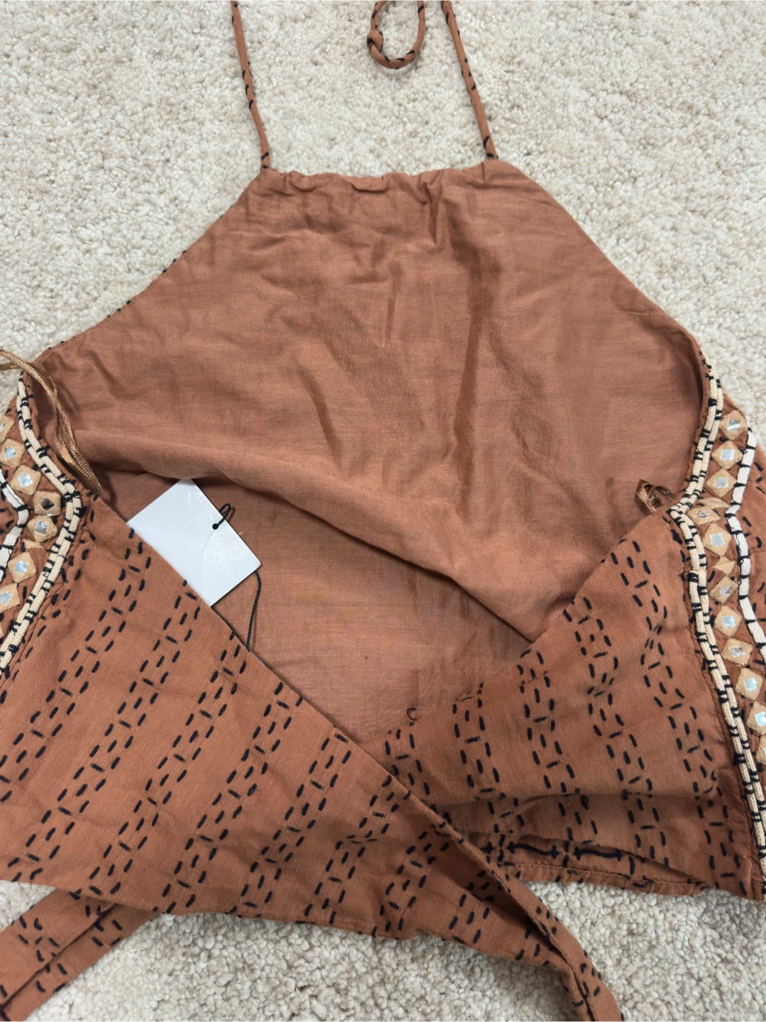 New zara halter crop top with mirror detail - photo 2