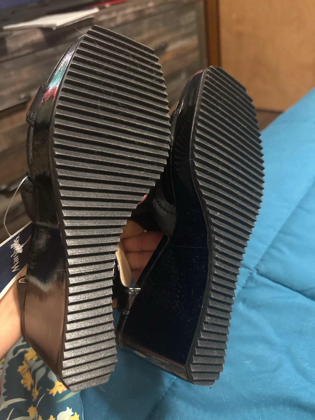 Black Wedge Sandals - Size M - photo 2