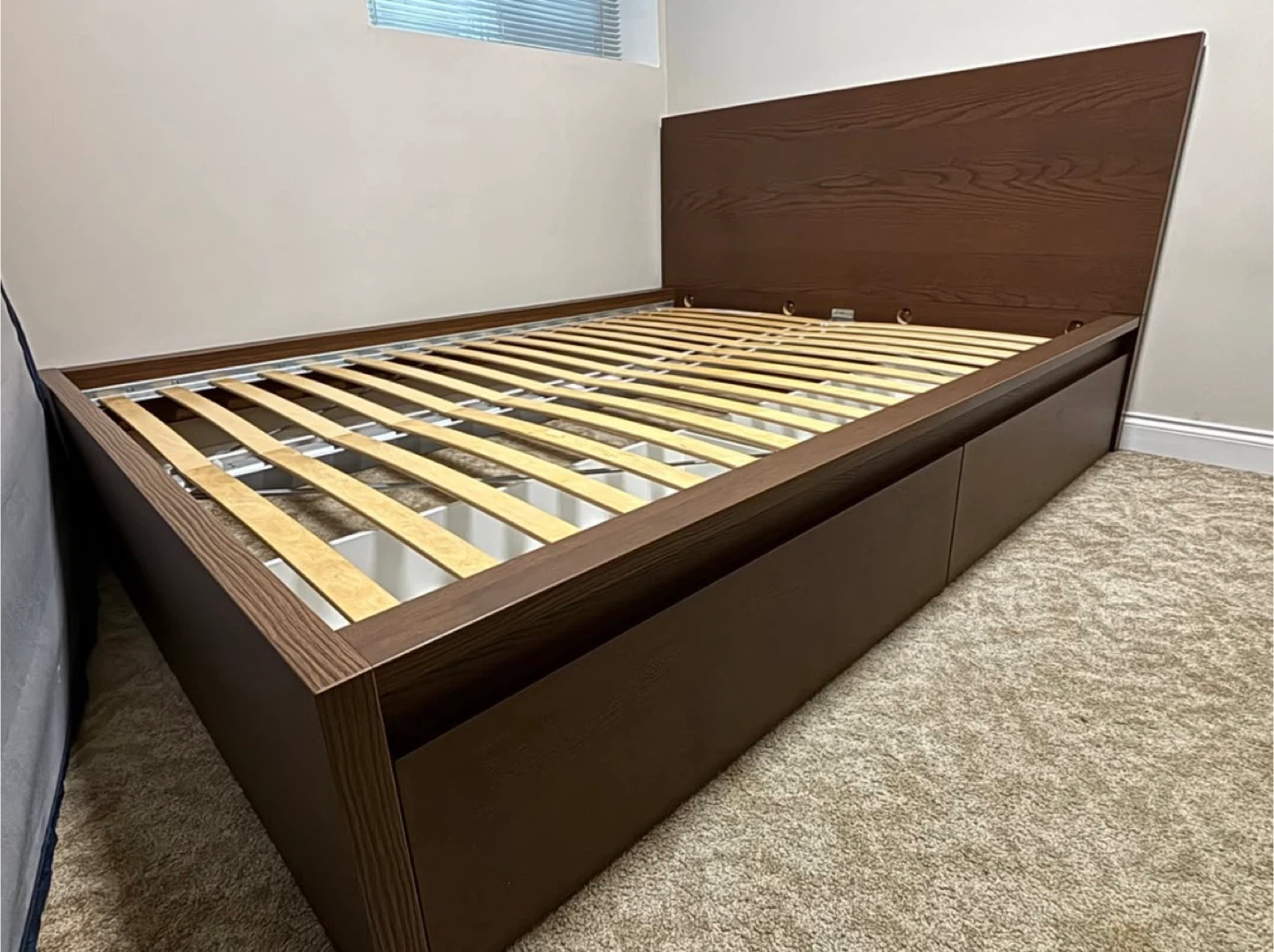 IKEA Queen Size Brown Ash Malm Bed Frame + 2 Drawers - photo 3