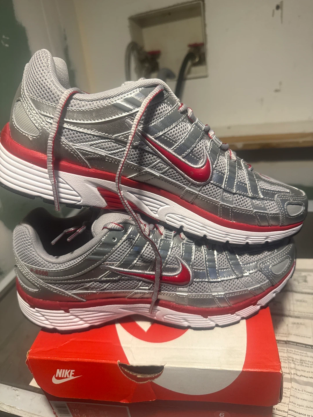 Nike P-6000 Running Shoes Silver Red Size 10 - photo 2