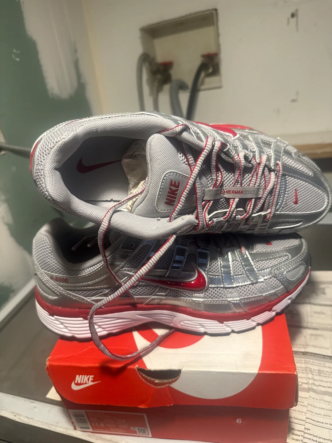 Nike P-6000 Running Shoes Silver Red Size 10 - photo 3