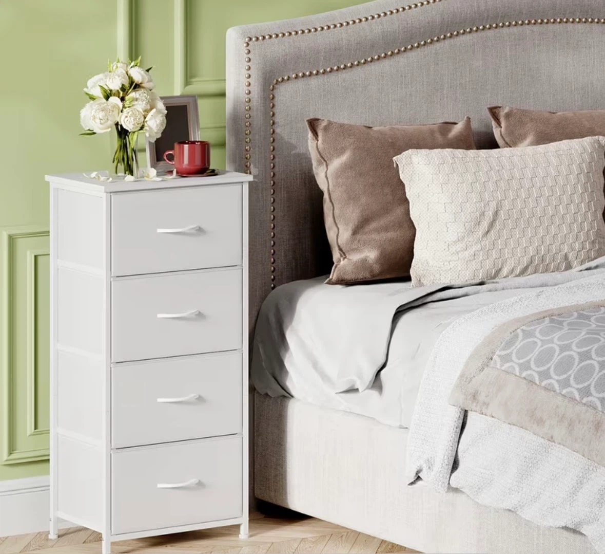 Moving Sale‼️White 4-Drawer Fabric Dresser