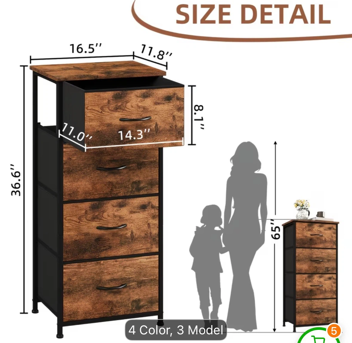 Moving Sale‼️White 4-Drawer Fabric Dresser - photo 2