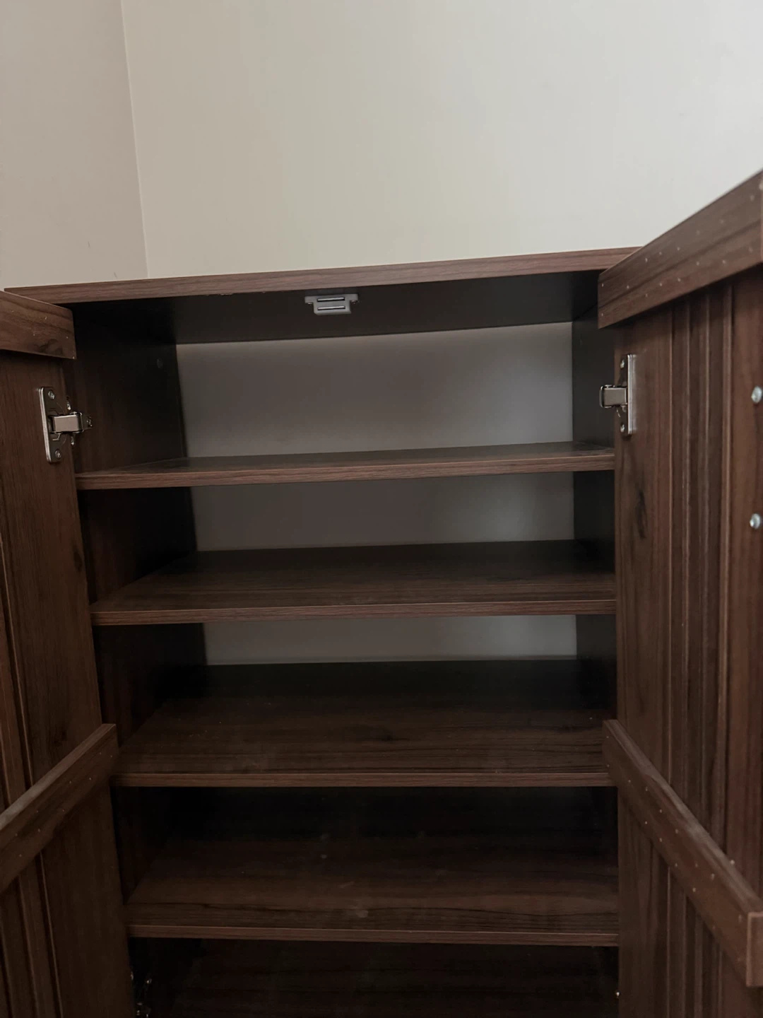 Used Dark Wood Cabinet with Shelving - photo 2