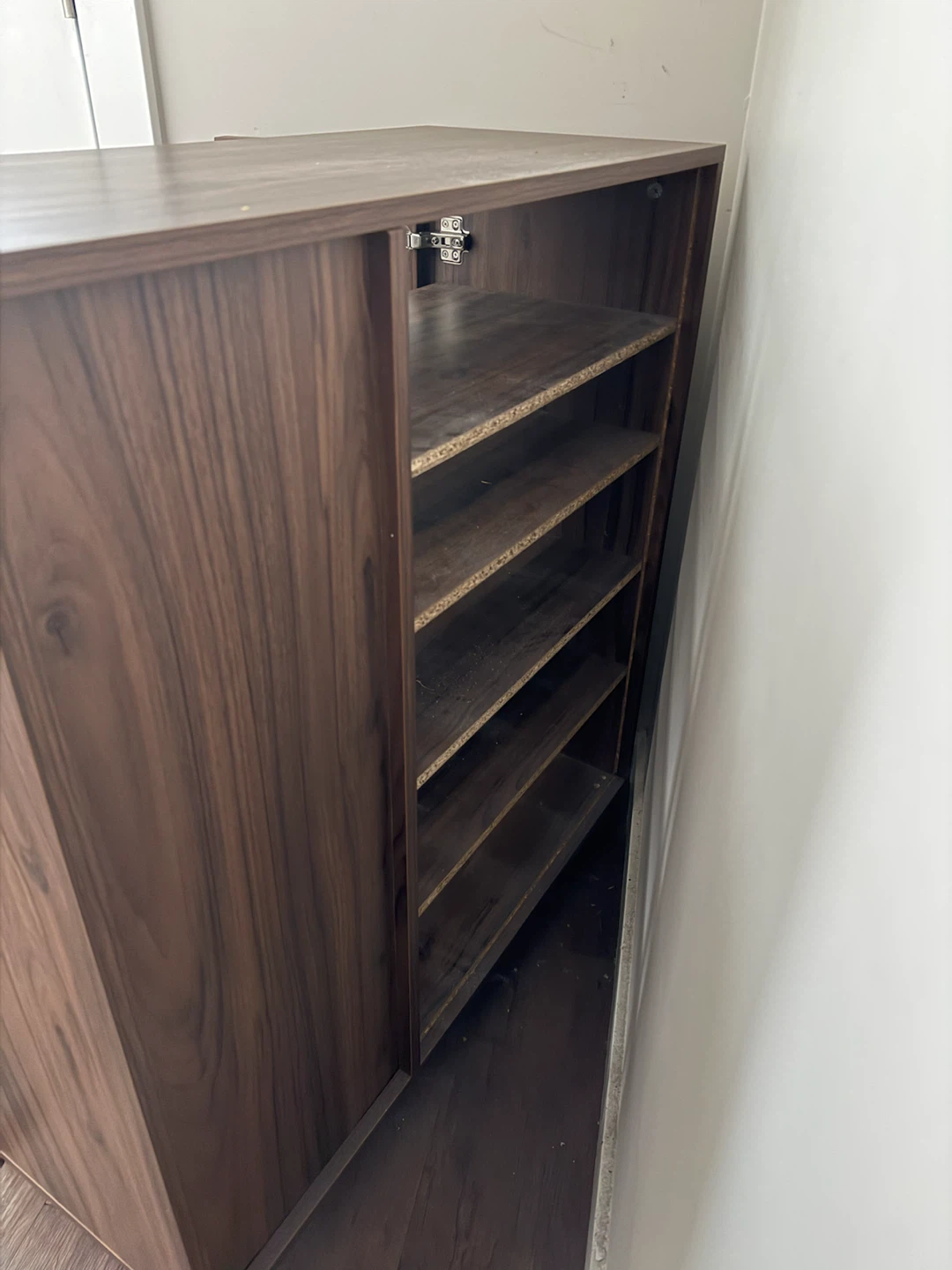 Used Dark Wood Cabinet with Shelving - photo 3