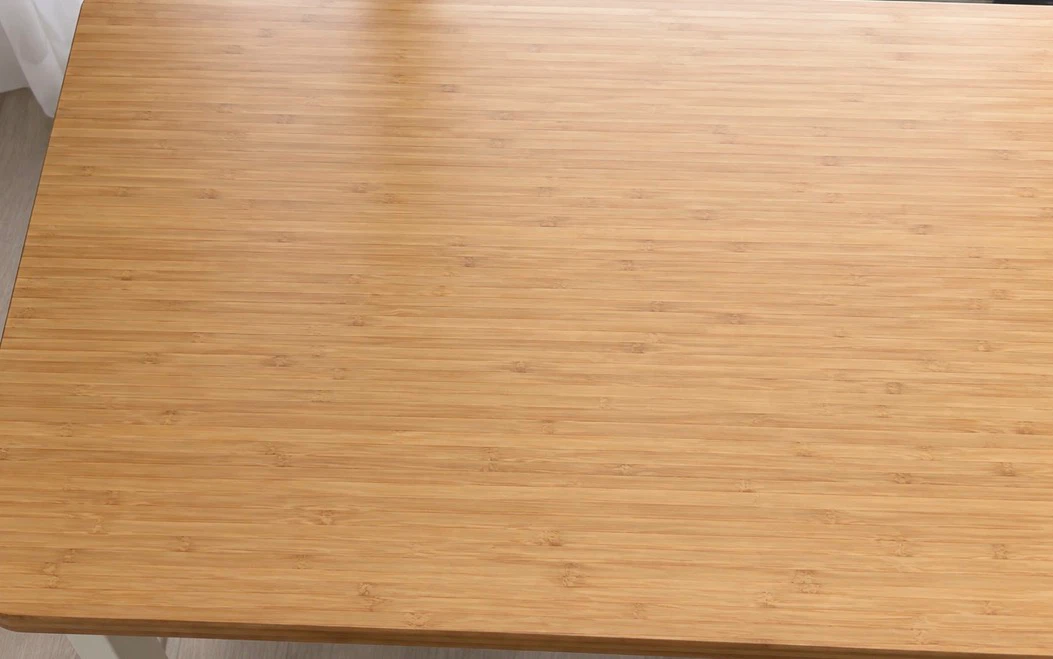 Bamboo top writing desk with white metal legs - photo 2