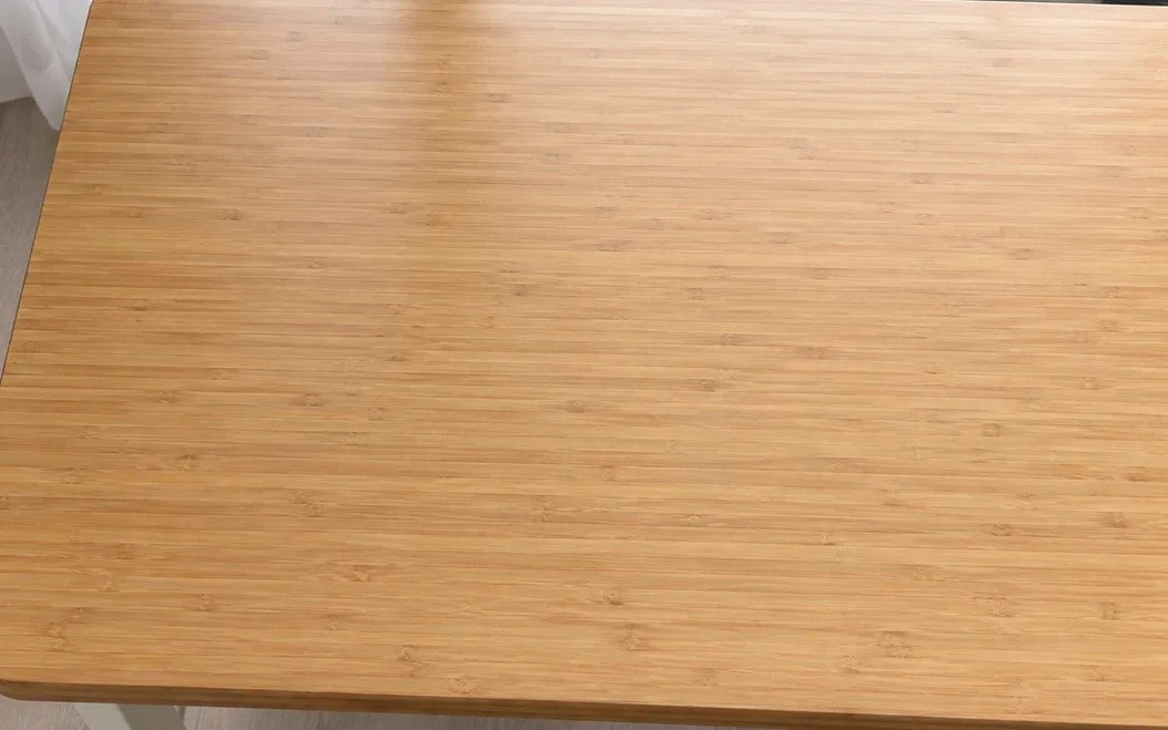Bamboo top writing desk with white metal legs - photo 2