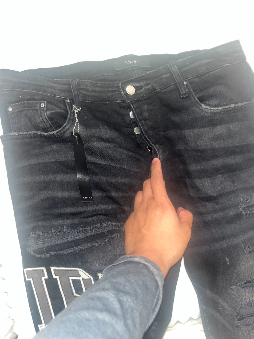Amiri Black Distressed Denim Jeans Size 34 - photo 5
