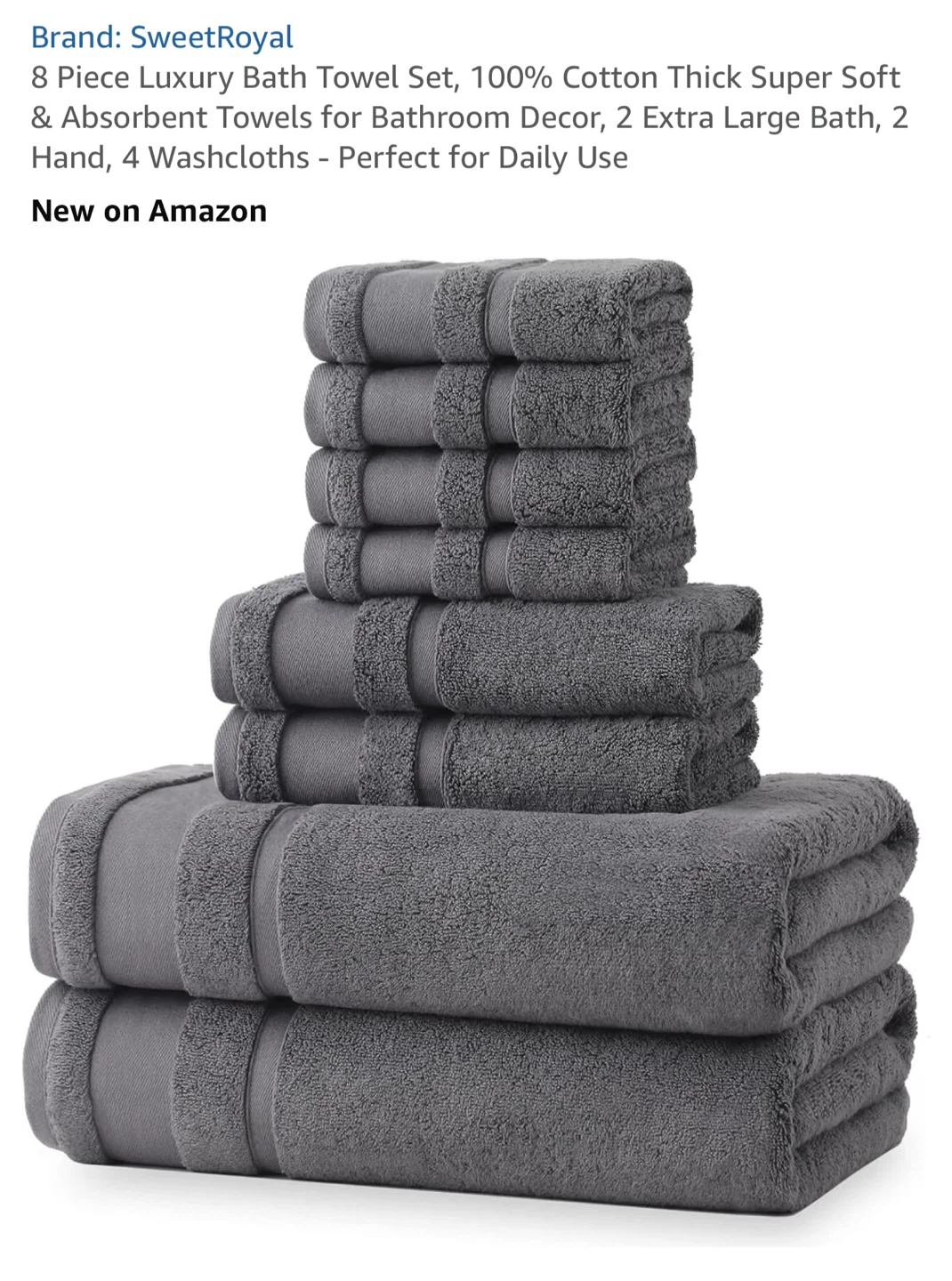 SweetRoyal 8 Piece Luxury Bath Towel Set - photo 2