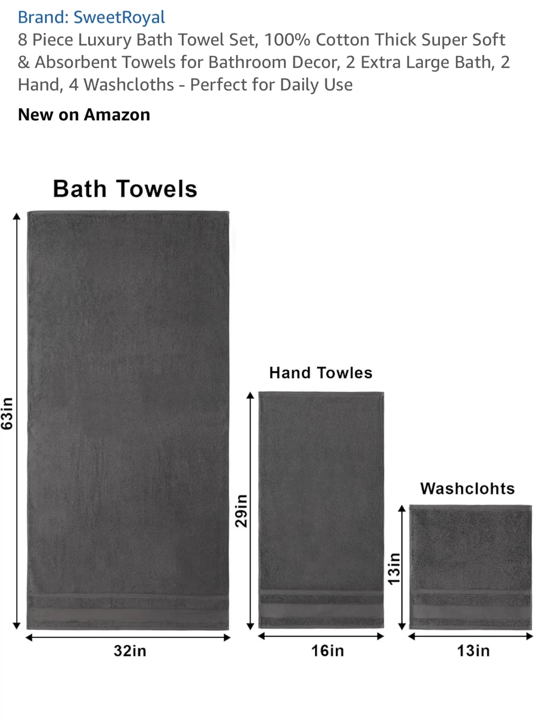 SweetRoyal 8 Piece Luxury Bath Towel Set - photo 3