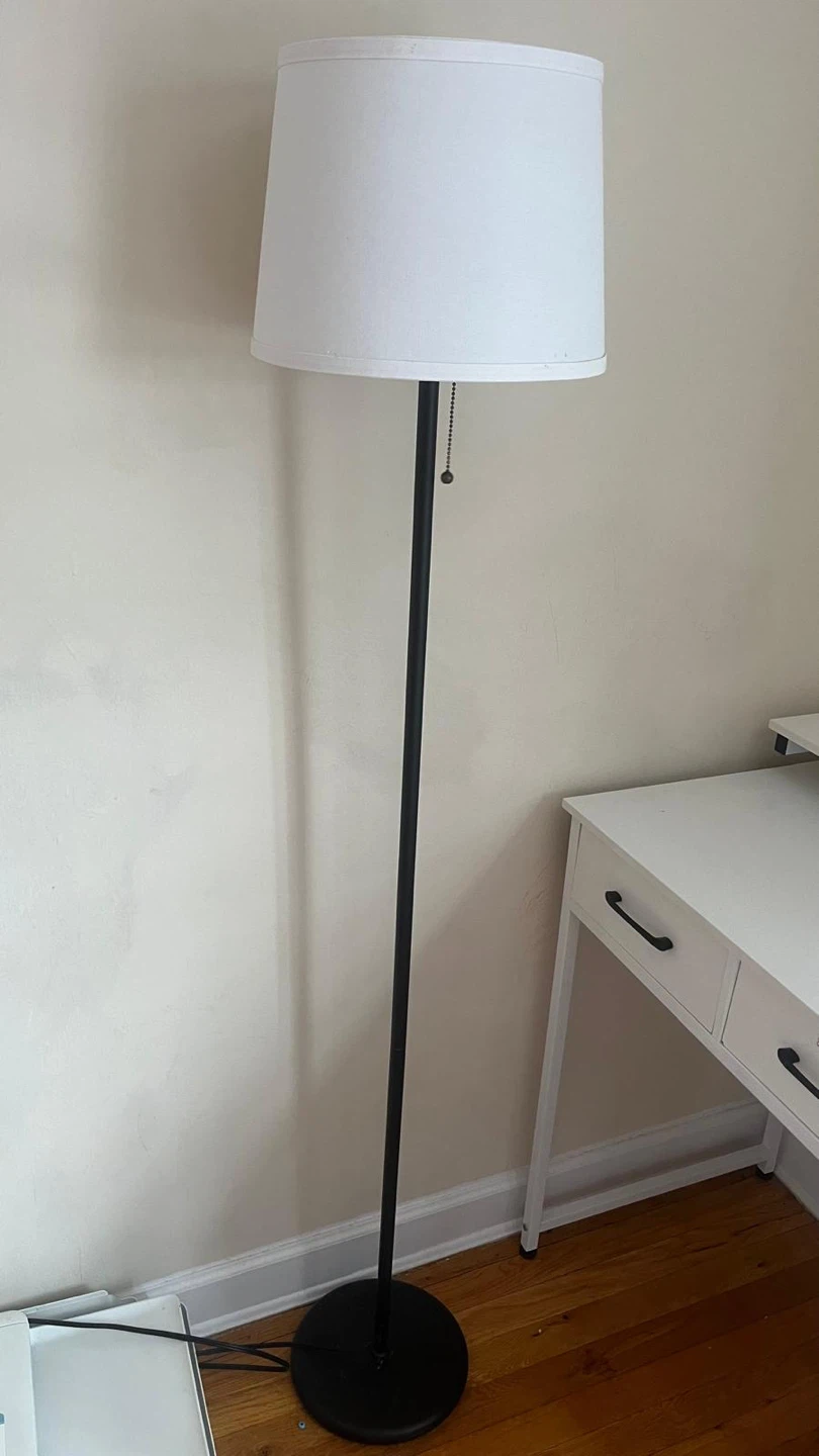 Minimalist Black Floor Lamp with White Shade