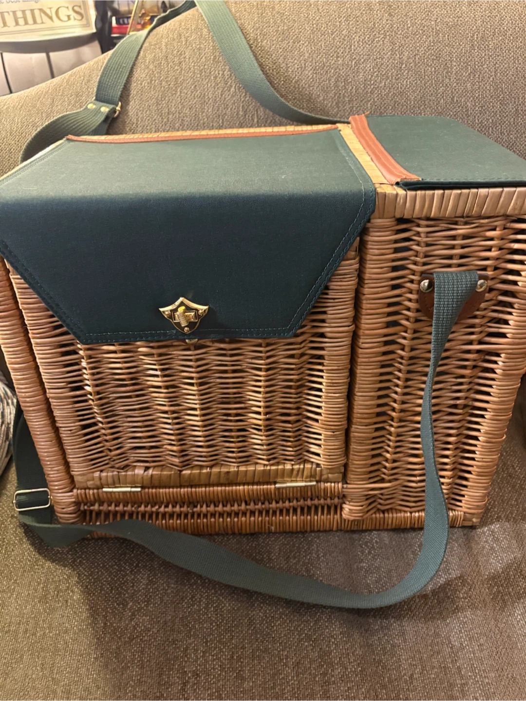 Wicker Picnic Basket Set with Cups, Plates, and Cutlery - photo 2