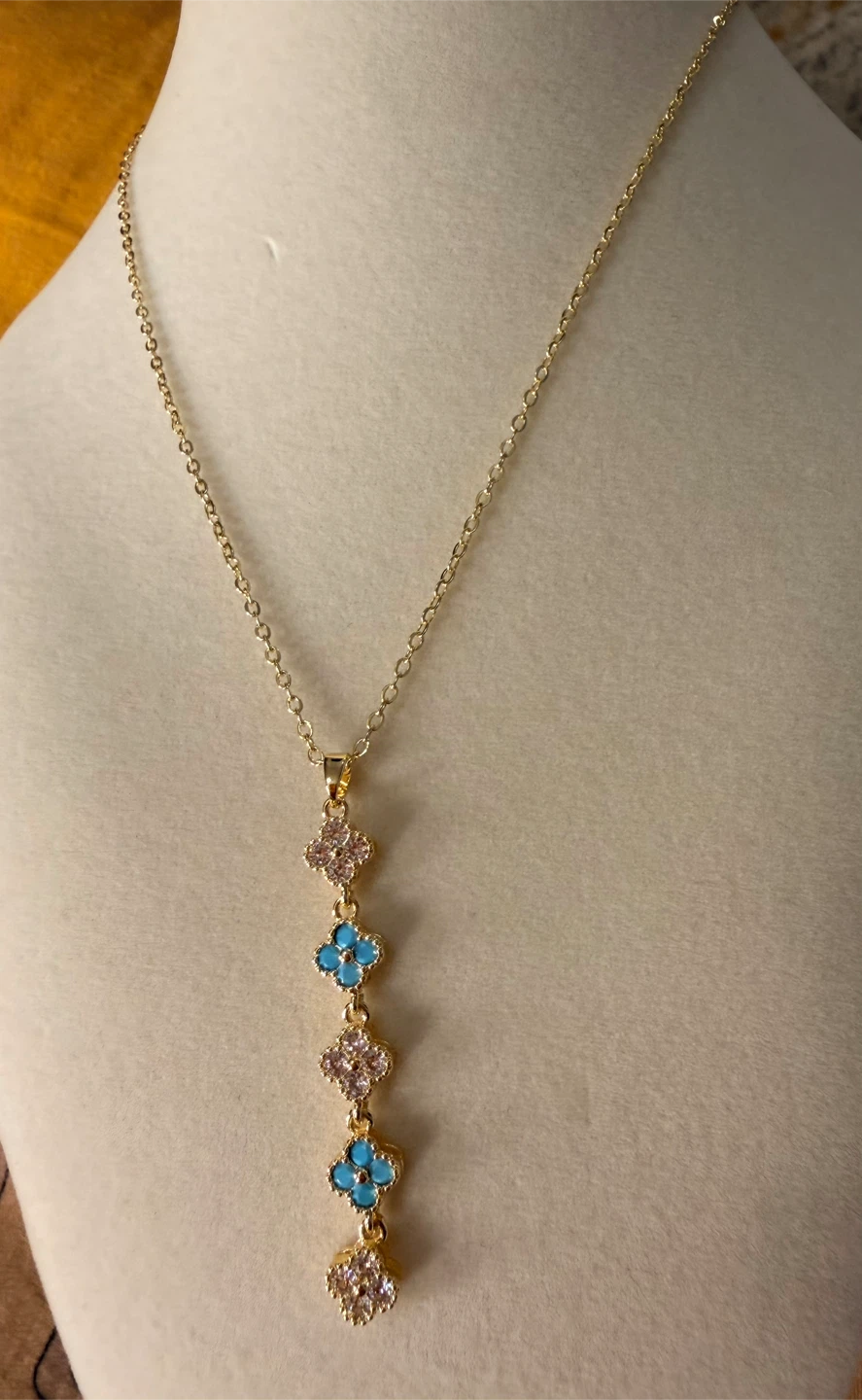Gold Necklace with Clover Charms