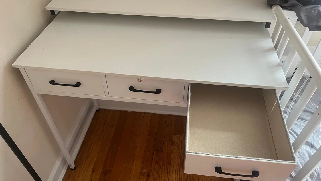 White Desk with Three Fabric Drawers - photo 2