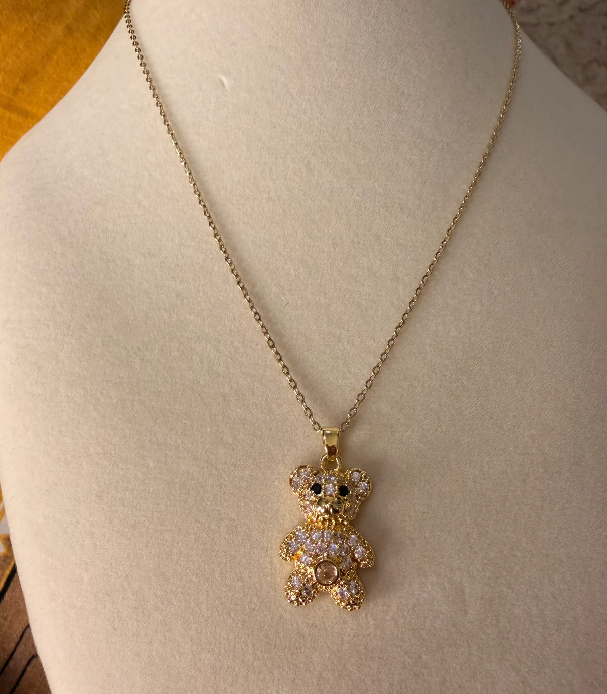 Gold Teddy Bear Necklace