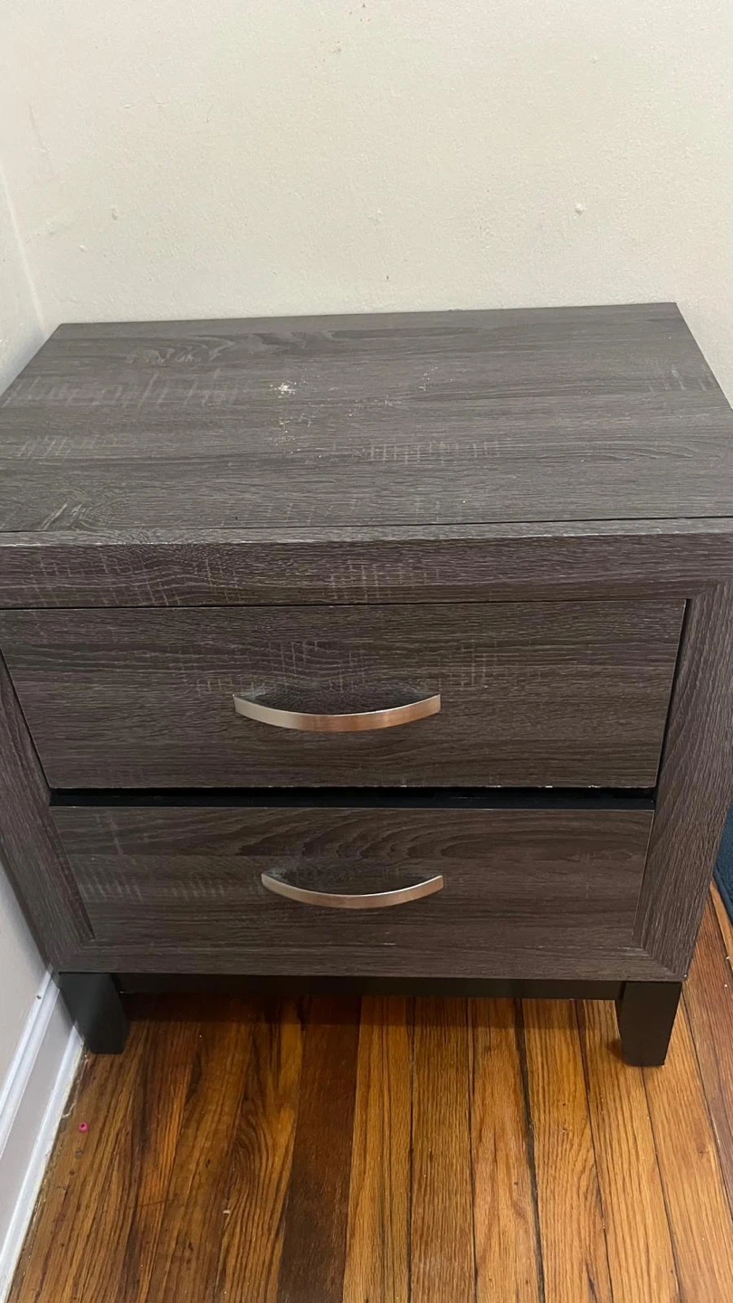 Dark Gray Two-Drawer Nightstand