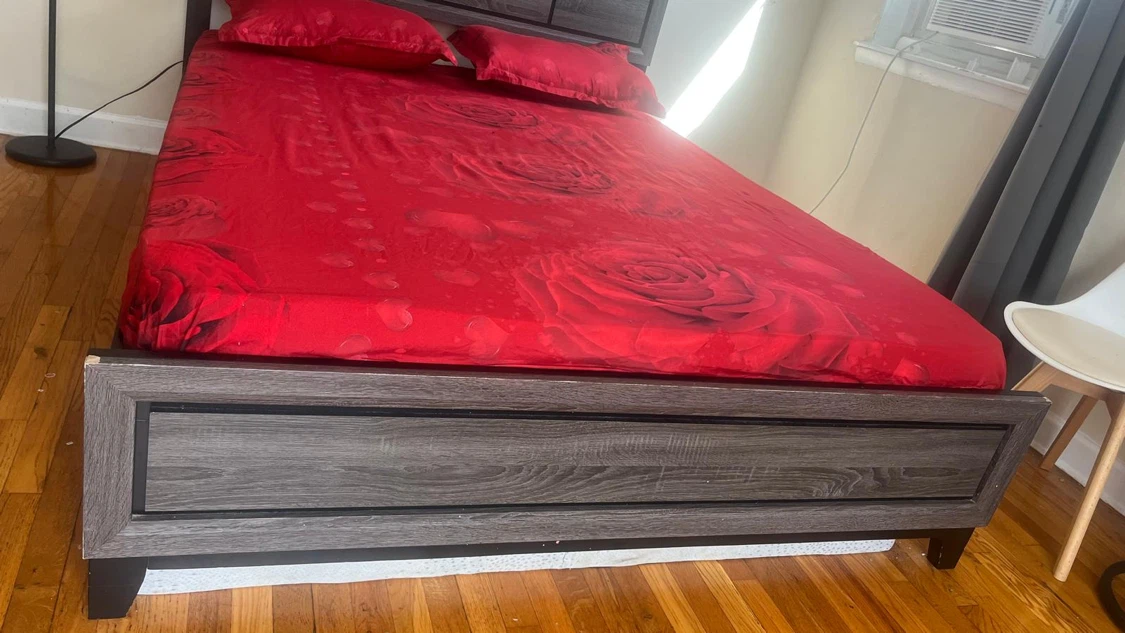 Modern Dark Wood Queen Bed Frame - photo 2