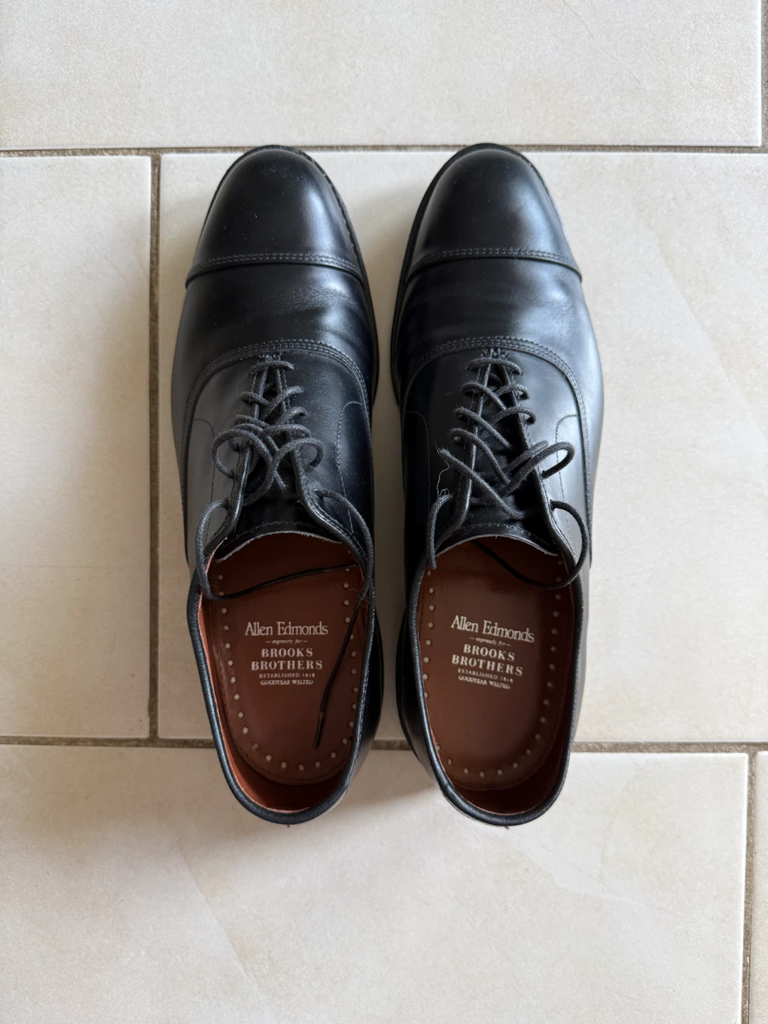 Allen Edmonds Park Avenue Black Cap Toe Oxford Dress Shoes