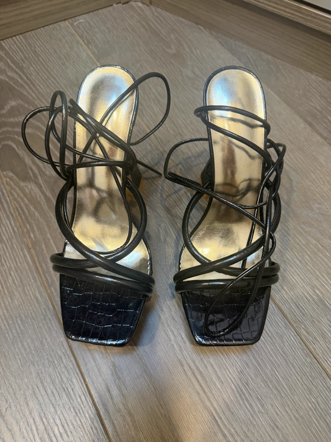Black Strappy Platform Heels – Size 7 - photo 2