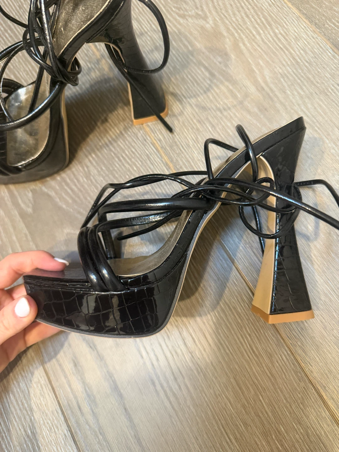 Black Strappy Platform Heels – Size 7 - photo 3