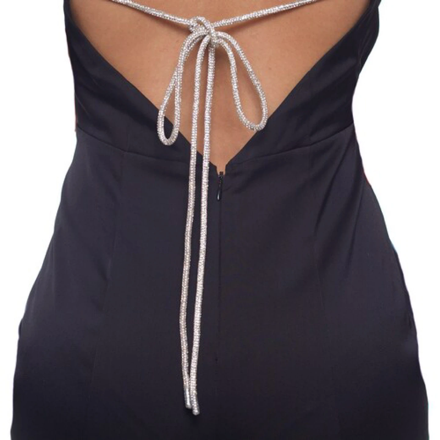 Black Halter Jumpsuit with Rhinestone Straps - photo 4