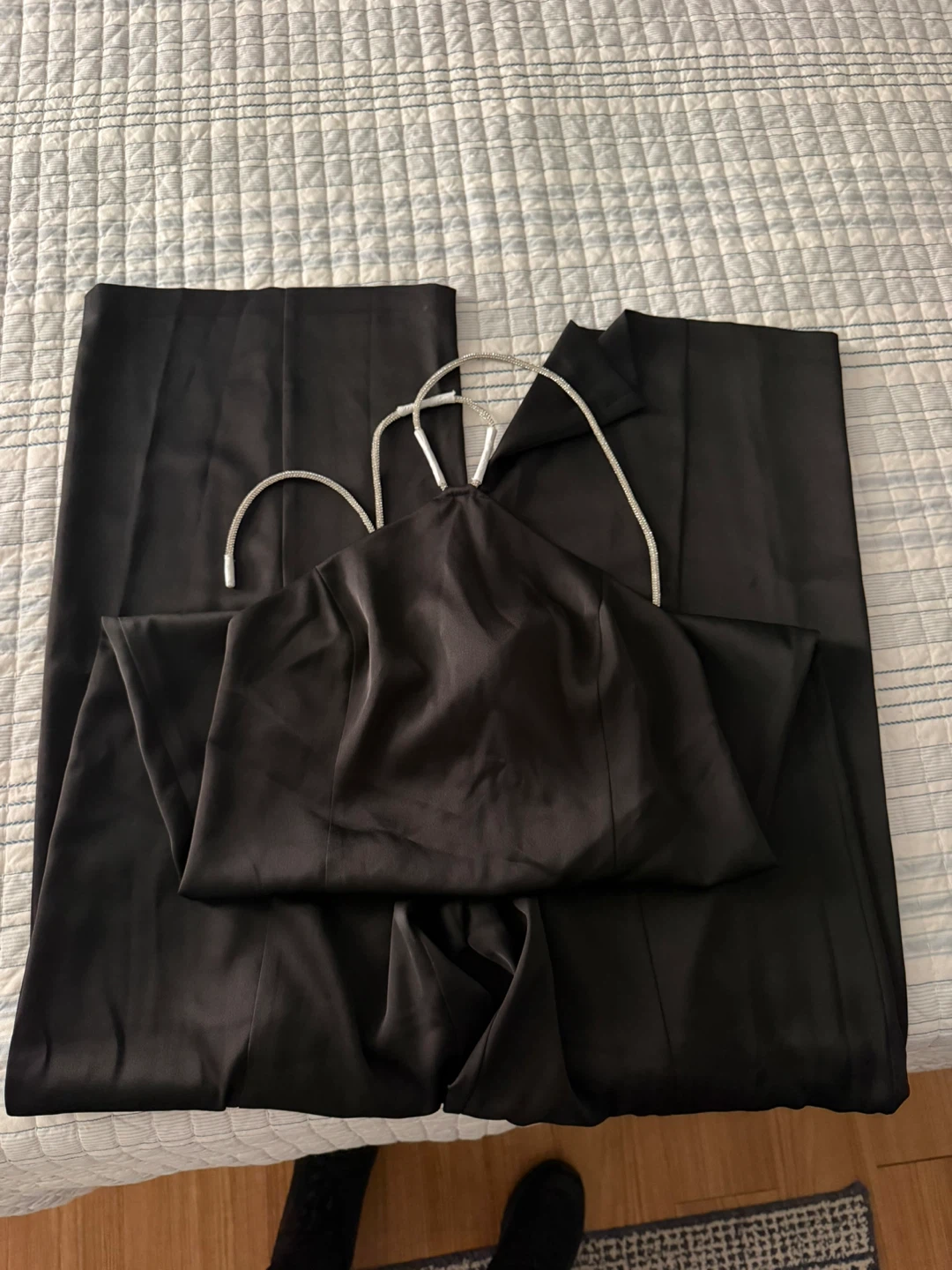 Black Halter Jumpsuit with Rhinestone Straps - photo 5
