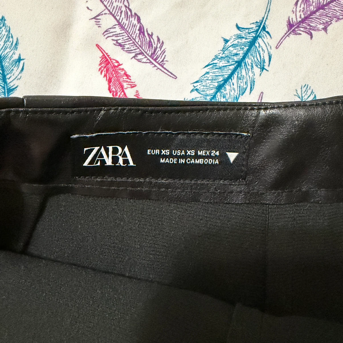 Zara Black Faux Leather Skort with Belt - photo 3