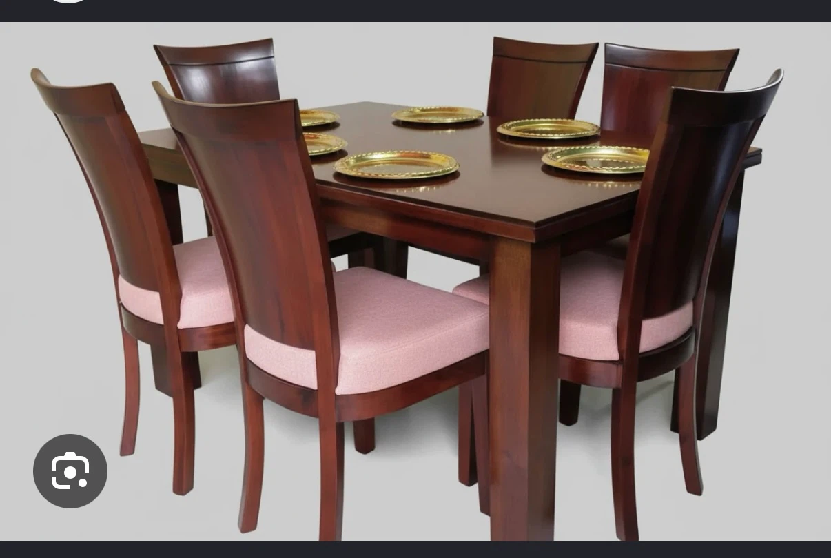 Dark Wood Dining Table with 6 Chairs