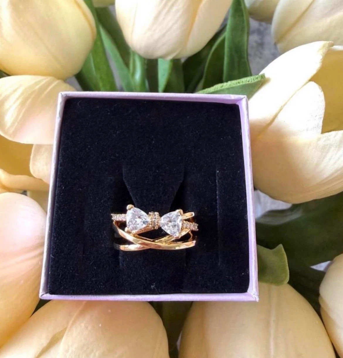 Pandora gold-tone bow ring