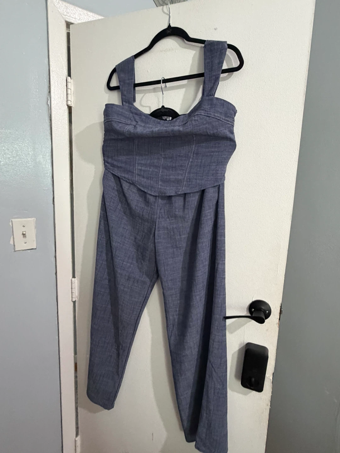 Sienna Sky Blue Linen Blend Cropped Top and Pants Set - photo 3