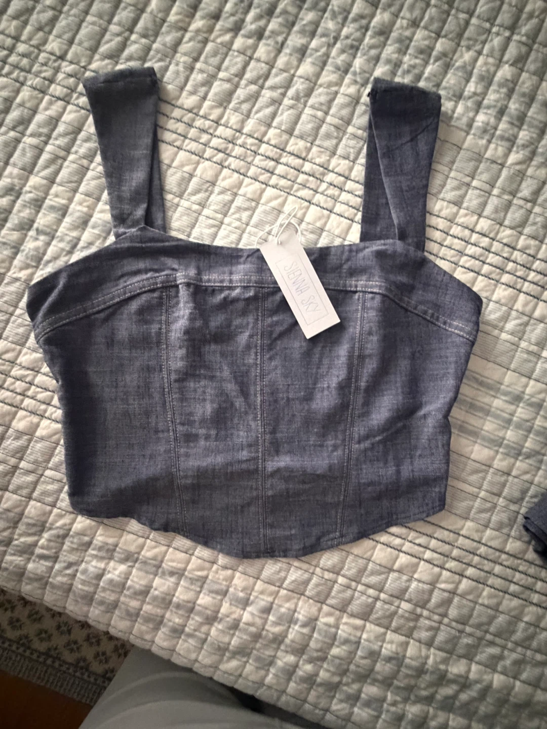 Sienna Sky Blue Linen Blend Cropped Top and Pants Set