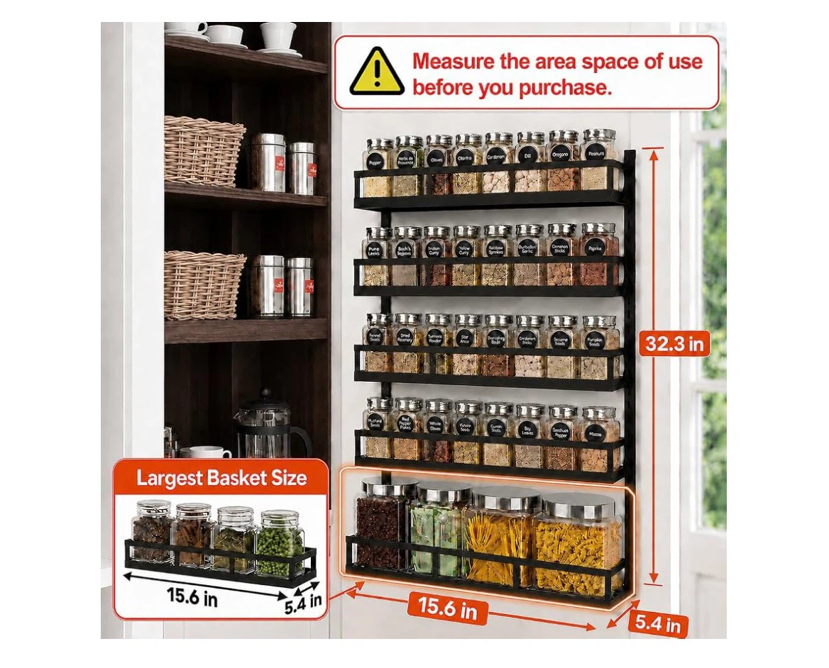 Adjustable Wall Mount Spice Rack Organizer - photo 2