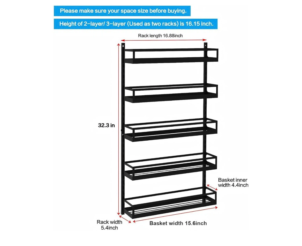 Adjustable Wall Mount Spice Rack Organizer - photo 3