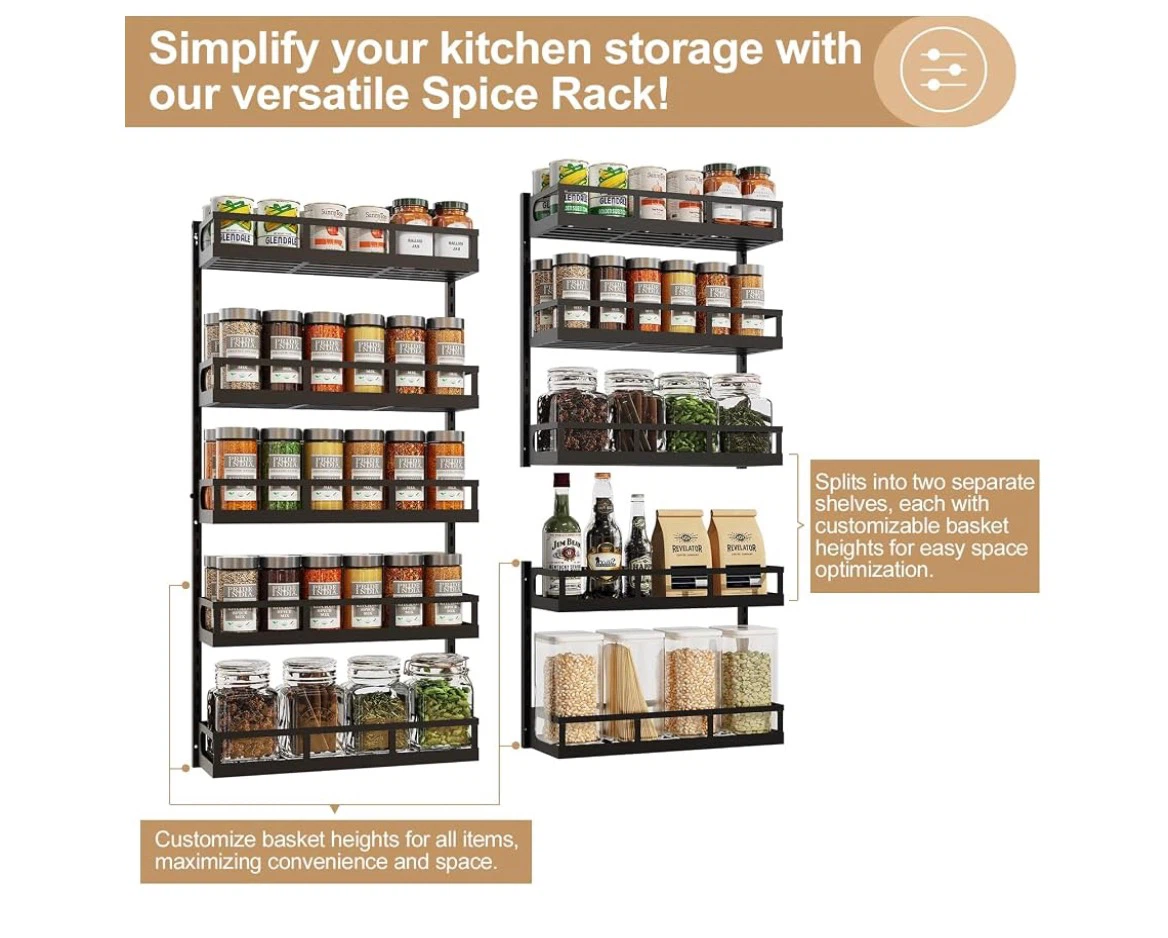 Adjustable Wall Mount Spice Rack Organizer - photo 4