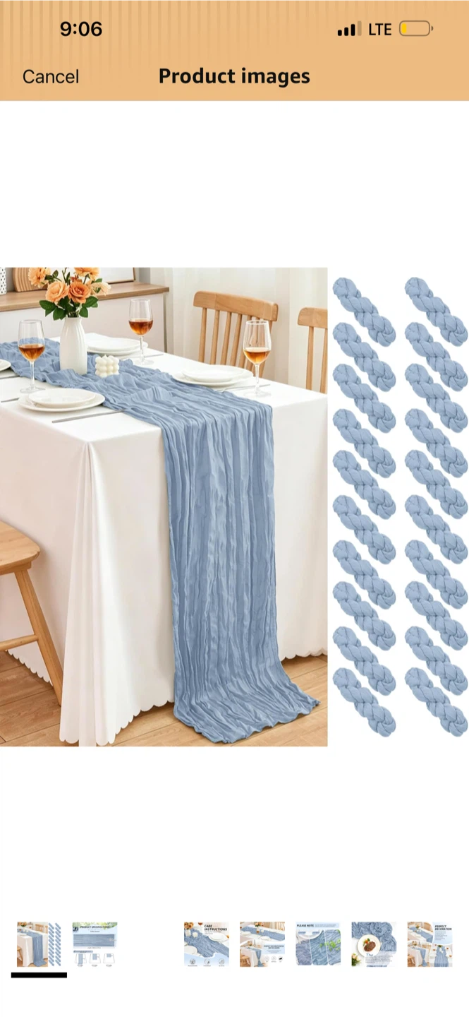20 Pack Cheese Cloth Table Runners - Light Blue