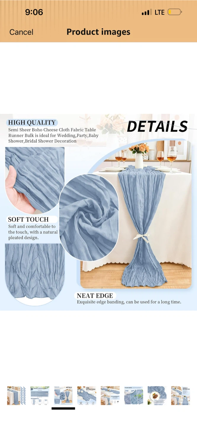 20 Pack Cheese Cloth Table Runners - Light Blue - photo 3