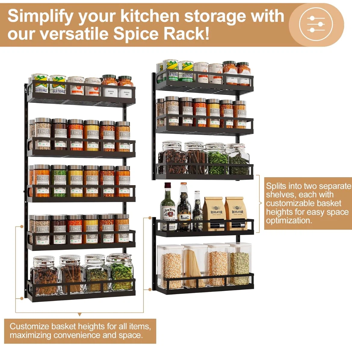 Black Metal Wall-Mounted Spice Rack - photo 4