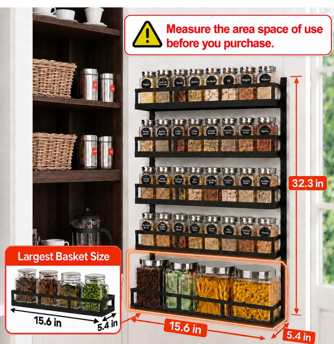 Black Metal Wall-Mounted Spice Rack - photo 5