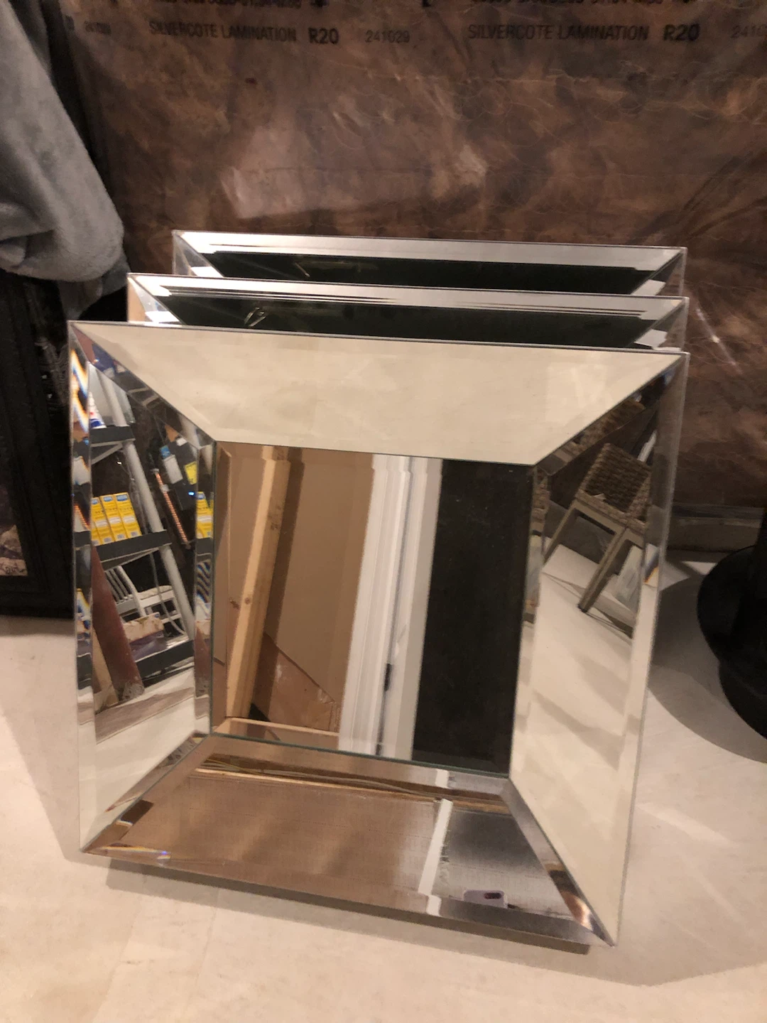 Square Bevelled Wall Mirrors , set of 3