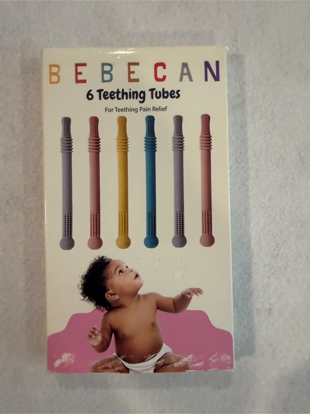 NEW Open Box Bebecan 6 Silicone Teething Tubes