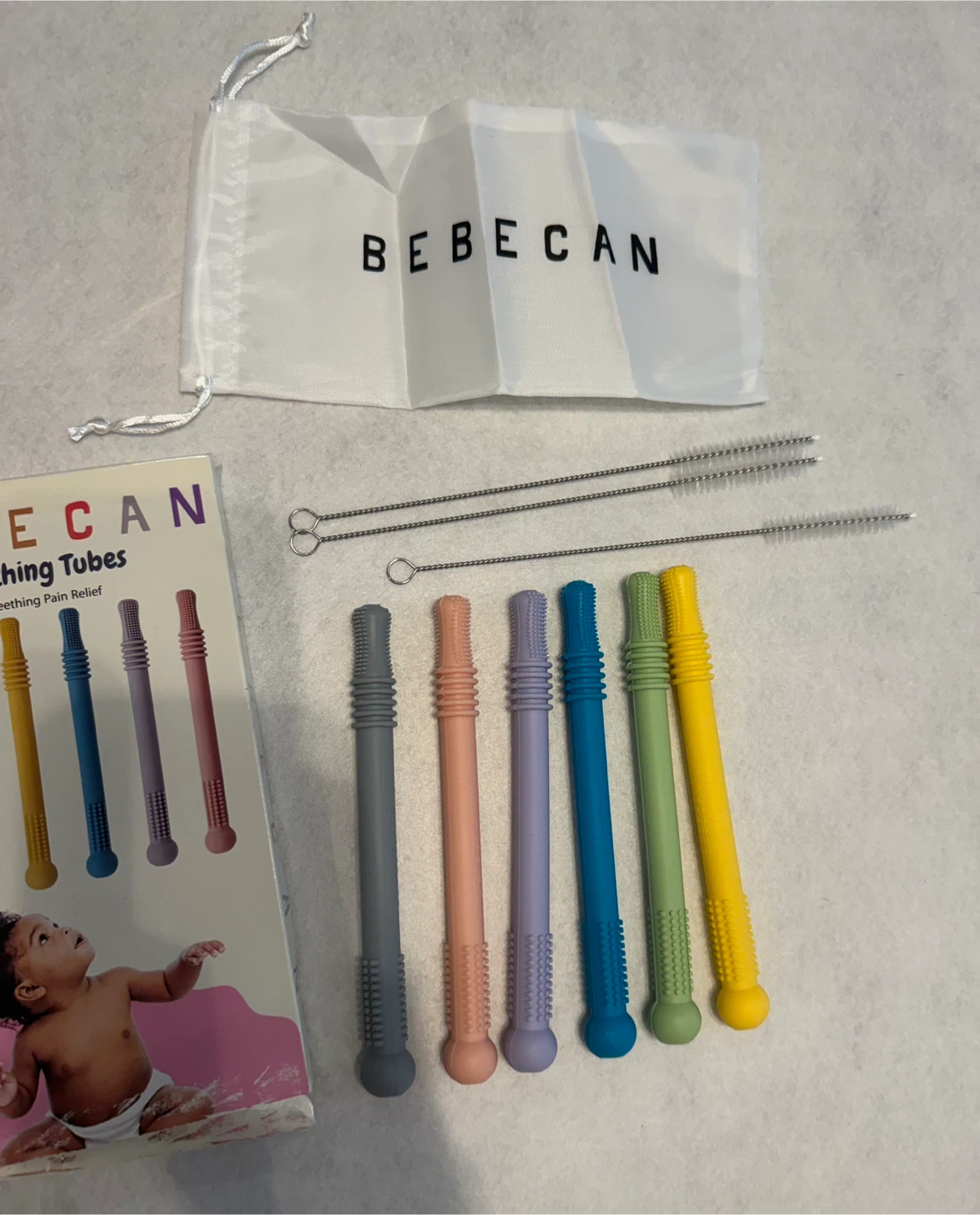 NEW Open Box Bebecan 6 Silicone Teething Tubes - photo 2
