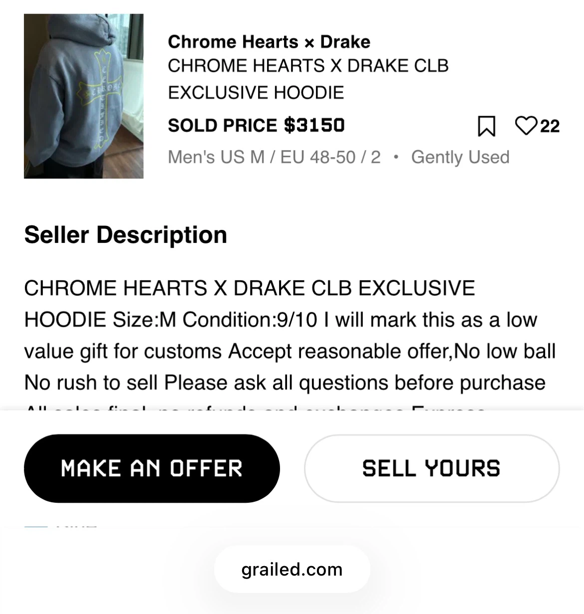 Chrome Hearts x Drake Certified Lover Boy Hoodie - photo 5