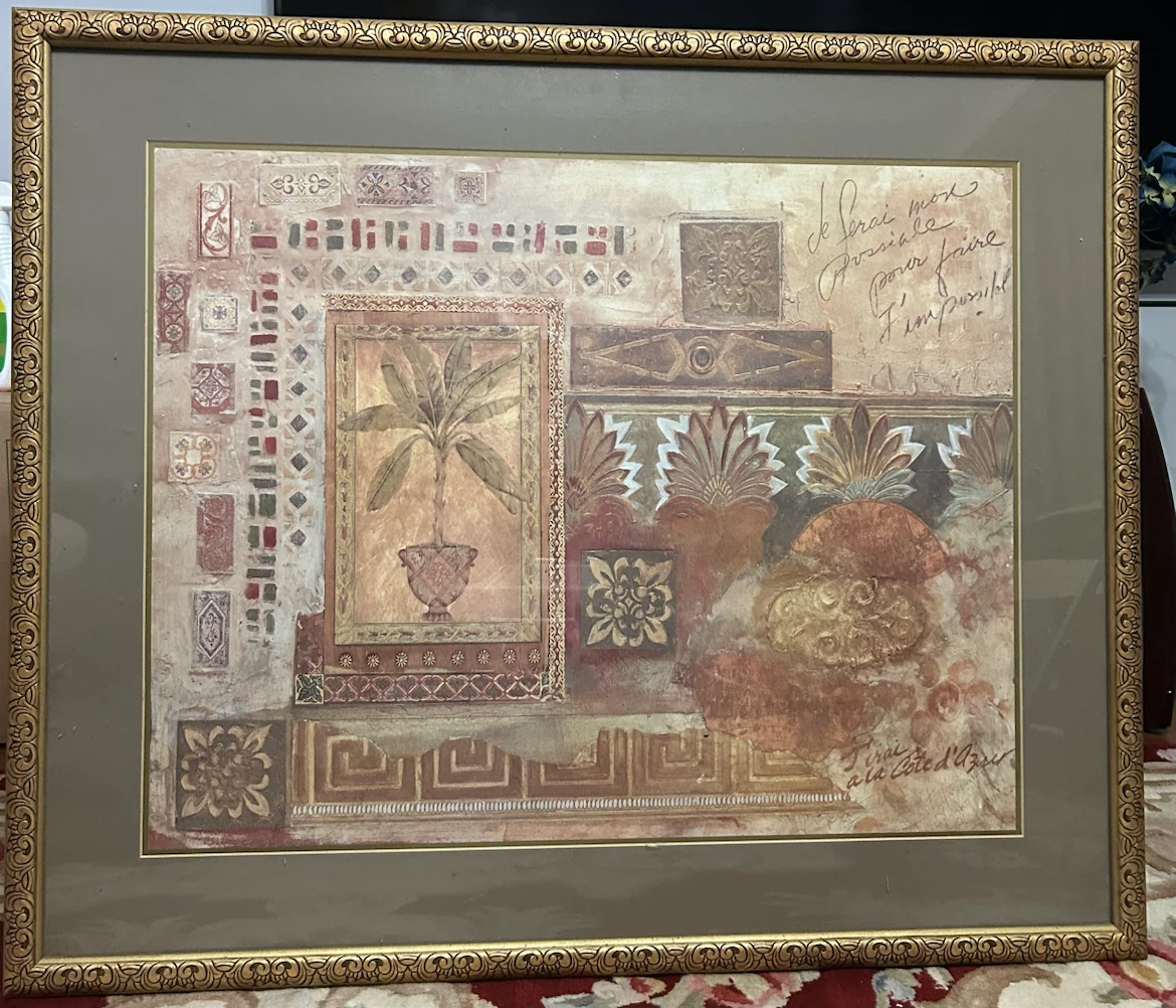 Framed Wall Art with Tropical Plant Design
