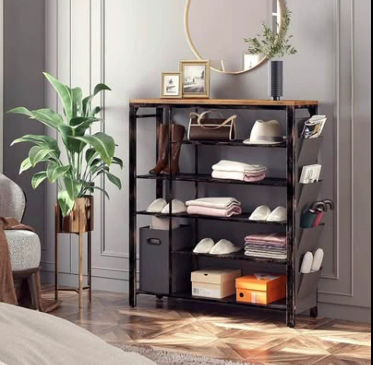 6-Tier Shoe Rack Organizer with Side Pockets