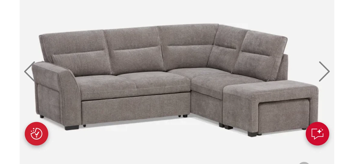 Grey Sectional Sofa with Storage Ottoman