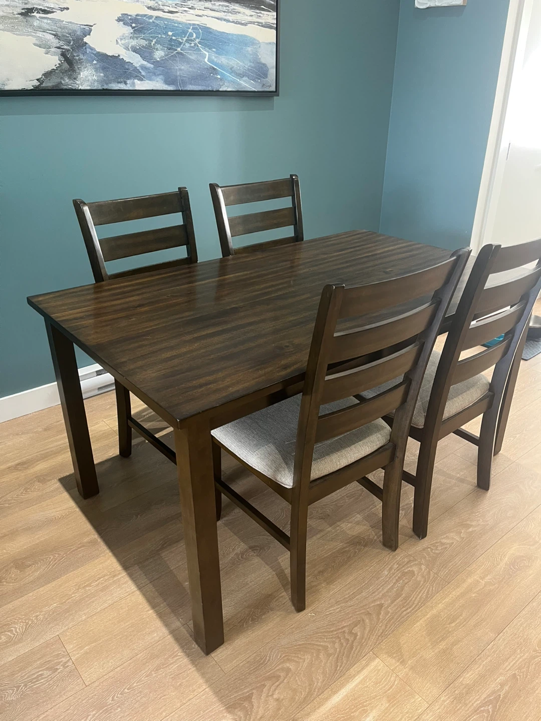Wooden Dining Table Set with 4 Chairs